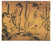 Female nudes in a atelier